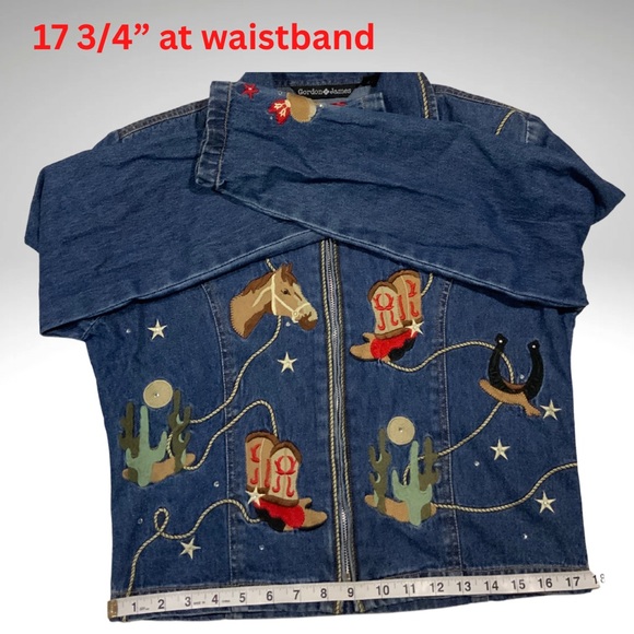 Gordon James Embellished Embroidery 80’s Padded Shoulder Western Denim Jacket - Picture 11 of 16